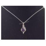 Sterling amethyst and zircon 20in pendant