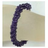 Sterling 31.5ct amethyst bead multi strand bolo