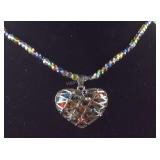 Murano style gemstone 20in heart stainless