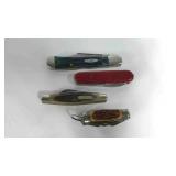 Group of four pocket knives