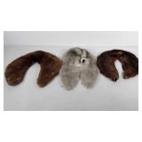 Three fur scarves, includes one faux fur