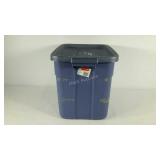 Rubbermaid plastic tote with lid, 18 gallons