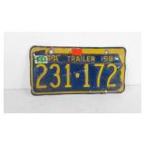 Pennsylvania license plate, trailer 1958