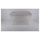Clear plastic storage tote with lid,