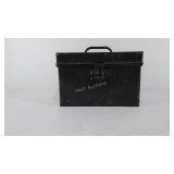 Painted metal  ox with hinged lid, lockable
