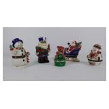 Group of five porcelain Christmas treasure boxes,