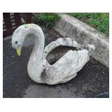 Concrete Swan Figure Planter, 18" tall at neck