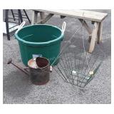 3pc lot, rustic metal flower watering can, 16"