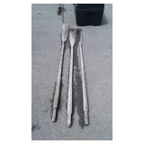 3 older wooden Boat Ores, weathered ends so for