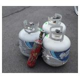 3 Propane Tanks, grill size mostly empty, plus