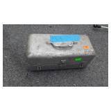 Early metal Fishing Tackle Box with co tents,
