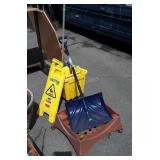 Mop Bucket with mop, 2 wet floor signs, snow