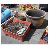 Three big plastic flower planters