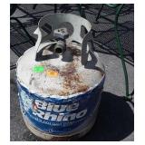 Propane tank fills mostly full, seller code AX