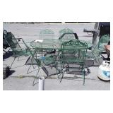 7pc Wrought Iron Outdoor Table Set, 66" long oval