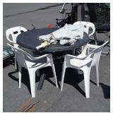 Plastic Outdoor Table Set, 44" round table, 4