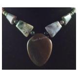 Indian agate necklace 18in 266.50ctw stainless