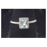 Sterling silver size 8 CZ radiant cut ring
