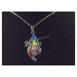 Red agate enameled necklace 20in stainless steel