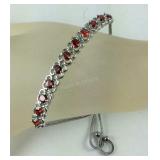 Simulated red diamond bolo bracelet platinum bond
