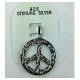 Sterling silver peace sign pendant