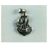 Sterling silver octopus and anchor pendant
