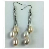 Freshwater pearl 7-9mm drop earrings stainless