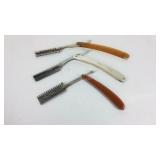 Three straight razors, Hess 1010, Weck Jr, and
