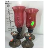 Sterling weighted candle holders two pairs, one