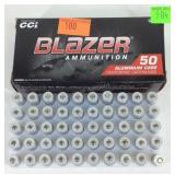 Ammo, Blazer 9mm Luger 115gr FMJ full box