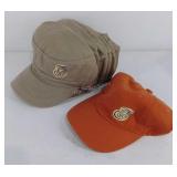 7 baseball type caps, 6 taupe 1 orange, new
