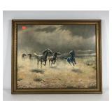 Wild Horses print, framed under glass, 33x27