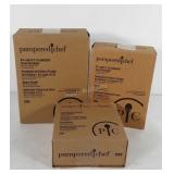 Three pampered chef glass containers, all