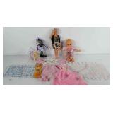 Toys, includes barbie, doll baby, blankets,