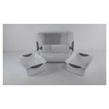 set of 4 plastic storage totes, various sizes