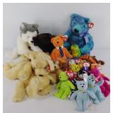 Group of TY stuffed animals, bears, puppies, 10