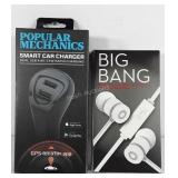 Smart car charger and big band tangle-free flat