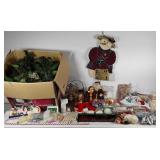 Large Christmas decor group, garland, ornaments,