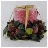 Holiday Candle Centerpiece with faux fruit