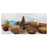 Group of baskets, includes one with lid, one with