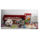 Christmas gift wrapping group, wrapping paper