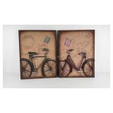 Bicycle decor wall hangings, each measures 18x24