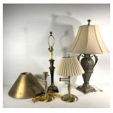 Table lamps, two matching swing arm, urn shape