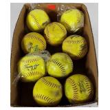 Nine softballs, includes Thunder heat, Thunder