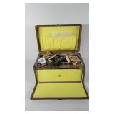 Quilted sewing box, includes spools of thread,