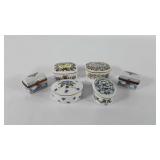 Six porcelain music/trinket boxes, includes two