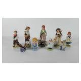 Nine figurines, includes Lefton and Shafford