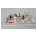 Twelve fine porcelain miniature figurines,