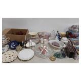 Glassware, cake plate, single teapot,