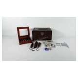 Mixed group, includes carved wooden box, hall of